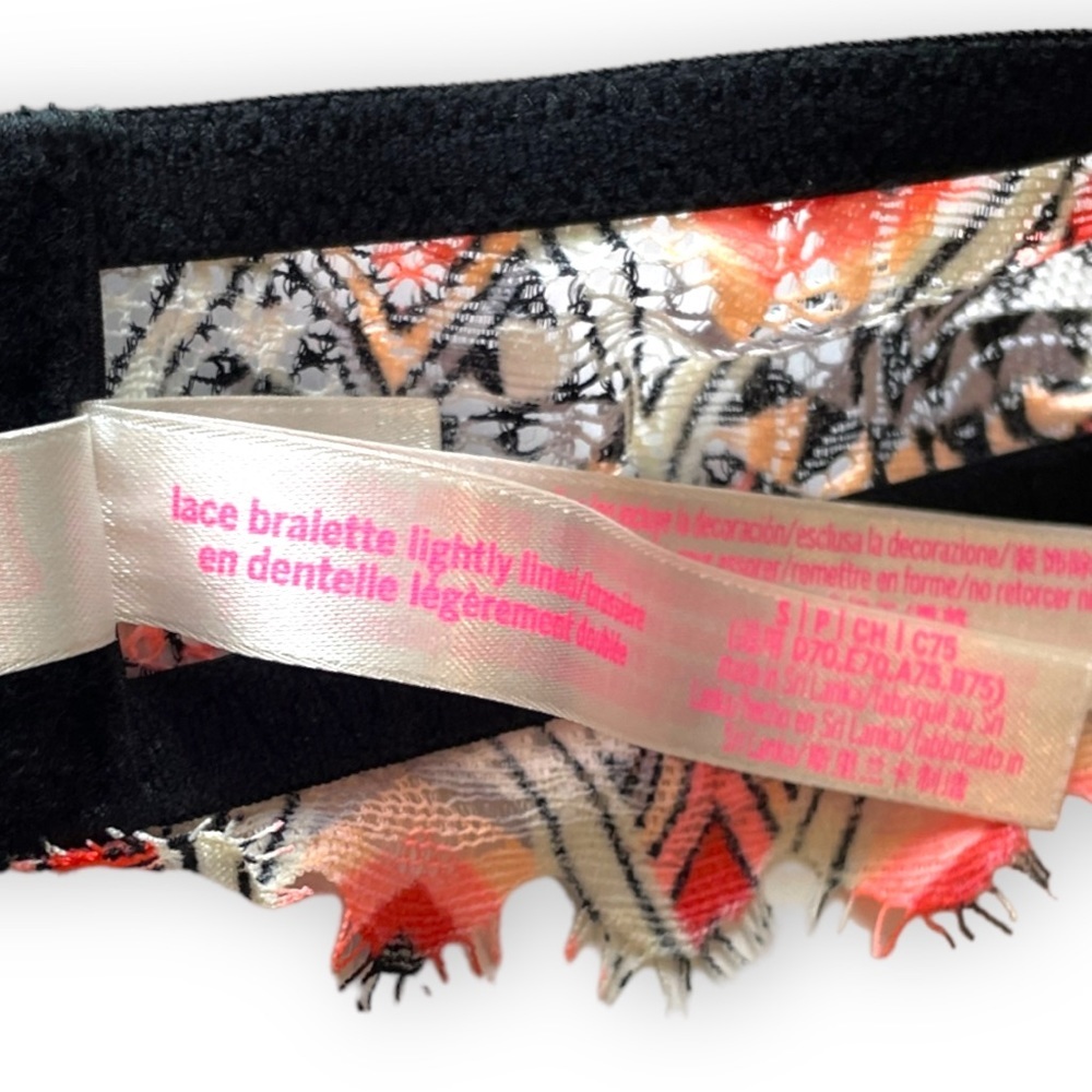Victorias Secret PINK Lace Adjustable Halter Bralette Multi Color Black Small - Picture 10 of 10